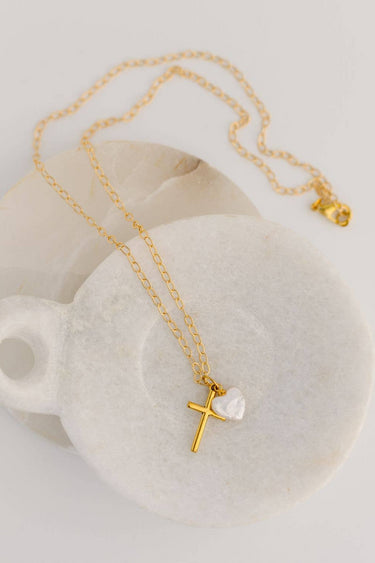 Redeemed Cross + Pearl Heart Necklace